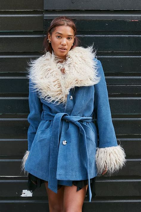 Uo Faux Fur Trim Corduroy Jacket Urban Outfitters Uk