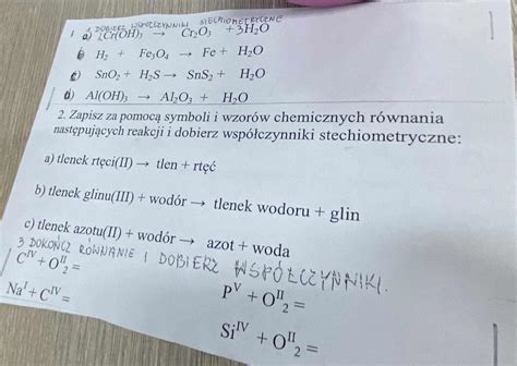 Chemia R Wniania Reakcji Chemicznej Brainly Pl