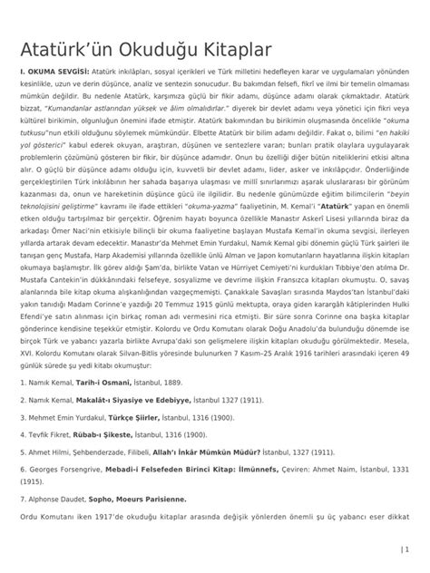 Atatürkün Okuduğu Kitaplar Pdf