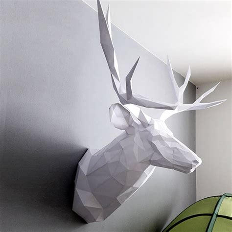 Deer Trophy Papercraft Sculpture Printable D Puzzle Etsy Singapore