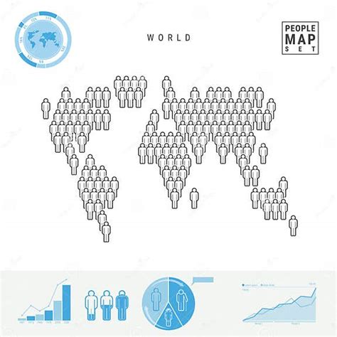 Mappa Dell Icona Della Gente Del Mondo Siluetta Stilizzata Di Vettore Del Mondo Elementi Di