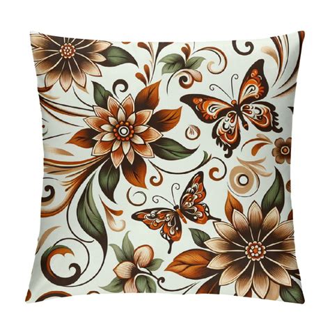 BCIIG Floral Throw Pillow Cushion Cover Spring Themed Swirled Flowers