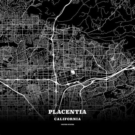 Placentia, California, USA map | Placentia, Map poster, Poster template