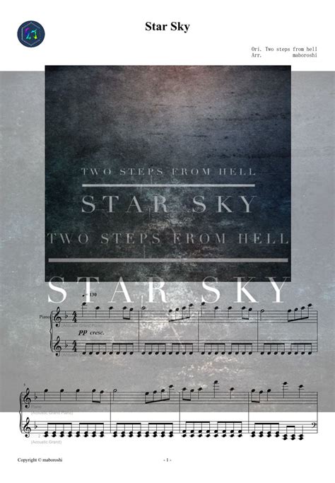 Two Steps From Hell Star Sky 超震撼神曲 Piano sheet Sheets by maboroshi