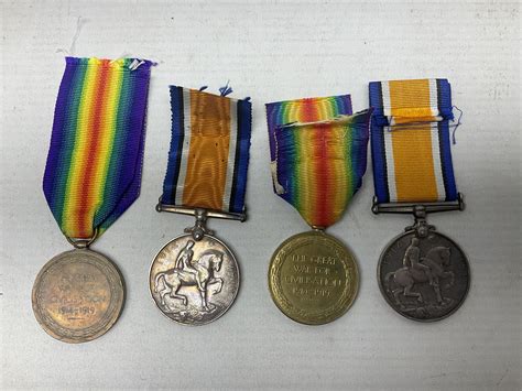 Two Ww Lincolnshire Regiment Pairs Of Medals Each Comprising British