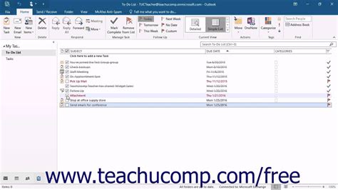 Microsoft Outlook 2016 Tasks Fasrnot