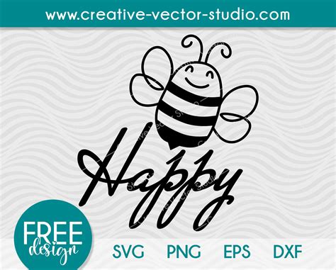 Free Bee Happy Svg Cut File Creative Vector Studio