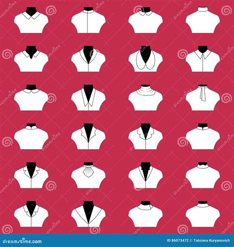 Set Of Types Of Collars Vector Illustration Stock Vector