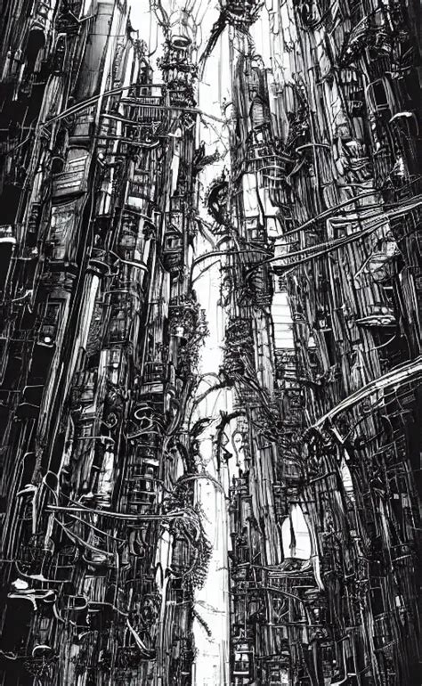 Minimalist City Scene By Tsutomu Nihei Inked Minute Stable Diffusion