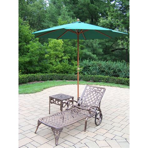 Oakland Living Mississippi Cast Aluminum Chaise Lounge with Side Table ...