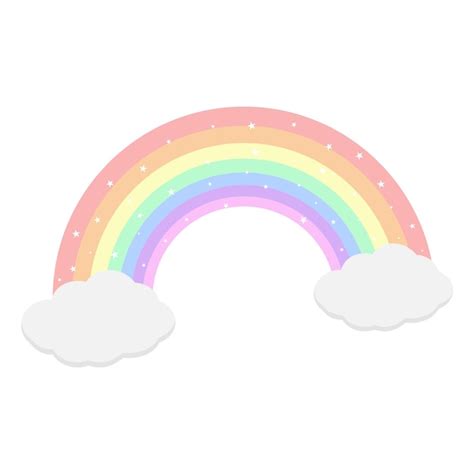 Premium Vector | Pastel Rainbow with clouds and stars