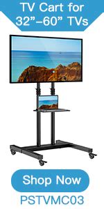 Perlesmith Mobile Tv Cart With Wheels For Inch Flat Curved Screen