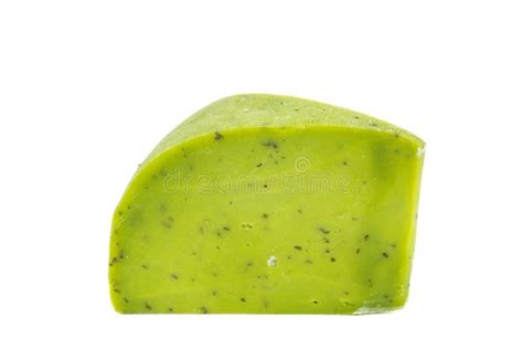 Piece Of Green Cheese Stock Image Image Of Single Basil 152525343