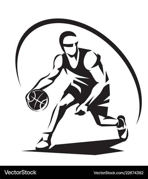 Basketball player stylized silhouette logo Vector Image