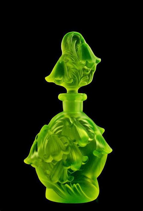 Vintage Bohemian Art Deco Vaseline Glass Perfume Bottle