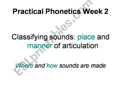 Esl English Powerpoints Phonology Place And Manner Of Articulation Notes