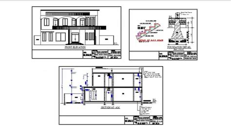 House Two Story Elevation And Staircase Structure