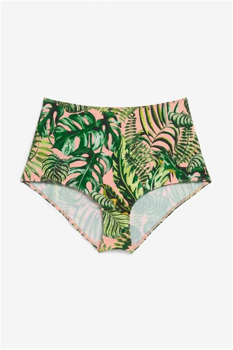 Monki Swimwear Women High Waisted Bikini Briefs Tropical Retro