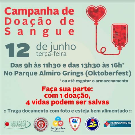 Campanha de doação de sangue ocorrerá nesta terça dia 12