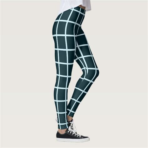 Bottle Green Shaded Geometric Square Mini Check Leggings Zazzle