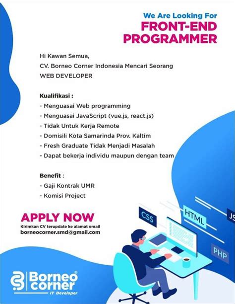 Lowongan Kerja Sebagai Front End Web Developer Di Cv Borneo Corner