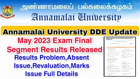 Annamalai University Dde Final Segment Results Results Issue And