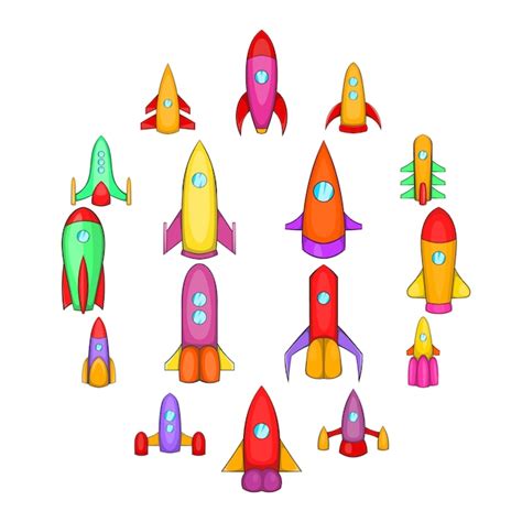 Premium Vector Rockets Icon Set Cartoon Style