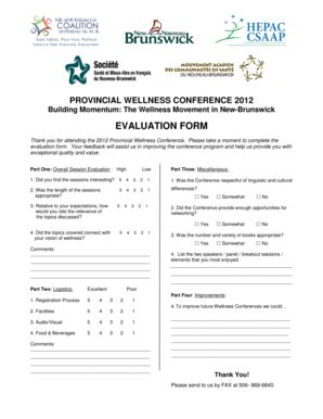 Fillable Online Www2 Gnb EVALUATION FORM New Brunswick Www2 Gnb Fax