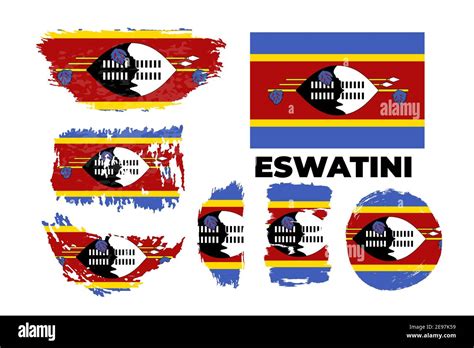 Grunge Style Brush Painted Eswatini Country Flag Illustration Stock