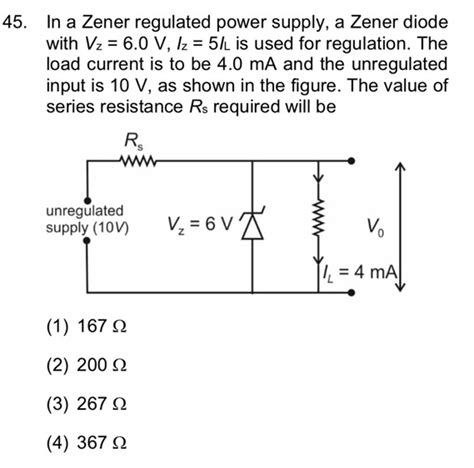 In A Zener Regulated Power Supply A Zener Diode With Vz Mathrm V Iz