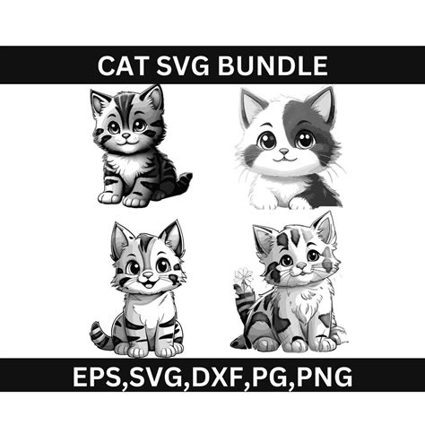 Cat Bundle Svg Cat Line Art Kitten Svg Cat Face Svg Kitten Face