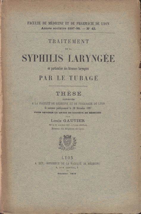 Traitement de la Syphilis Laryngée en particulier des Sténoses