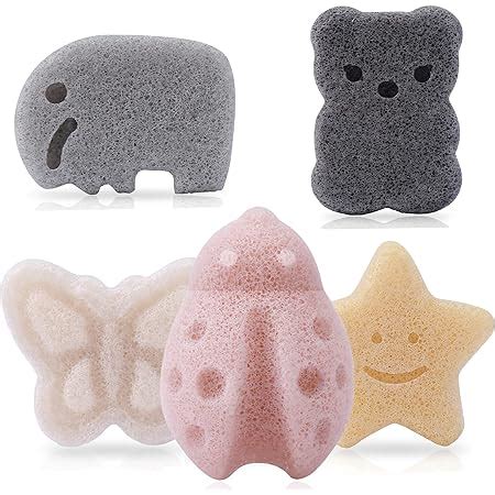 Amazon Konjac Baby Sponge For Bathing Natural Cute Shapes