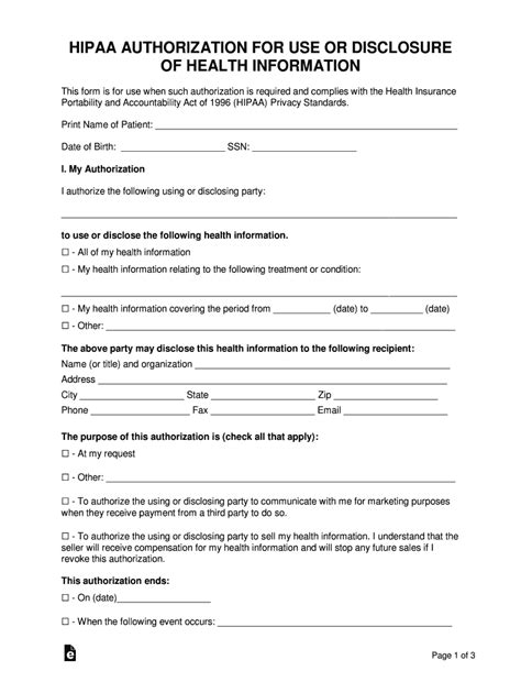 Authorization Use Disclosure Form Fill Online Printable Fillable