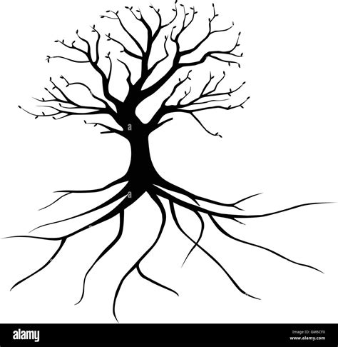 Whole Black Tree With Roots Stock Vector Image Art Alamy