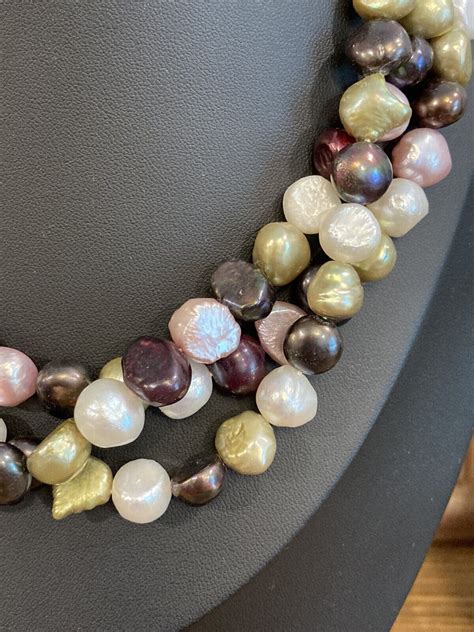 Kjl Kenneth Jay Lane Pearl Multi Strand Necklace 18” Gem