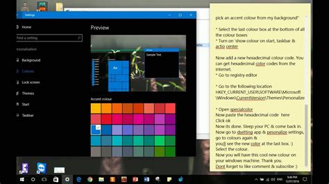 How To Change Theme And Add Custom Color On Windows 10 Pc Youtube