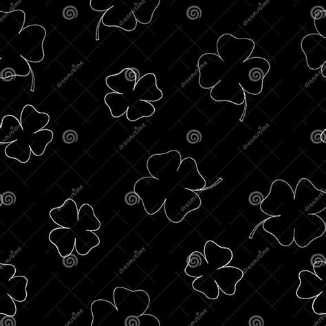 Four Leaf Clover Seamless Pattern St Patricks Day Symbol Vector Illustration Hand Drawn In