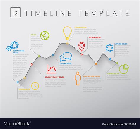 Light infographic timeline with graph Royalty Free Vector