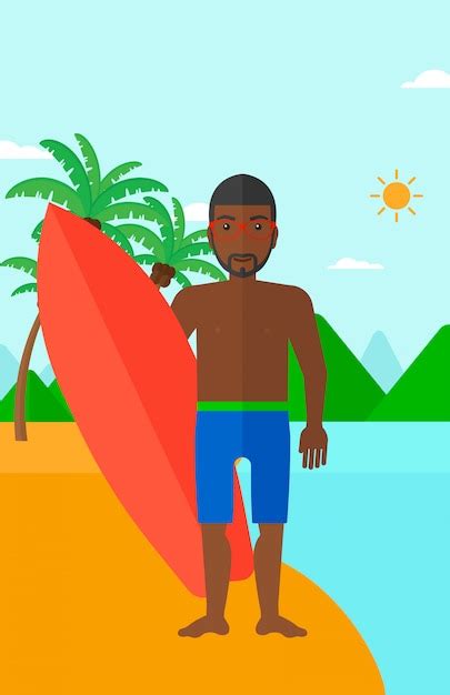 Premium Vector Surfer Holding Surfboard