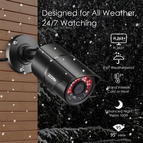 Zosi Mp Tvi Cctv Home Surveillance Weatherproof Mm Lens With Ir Cut