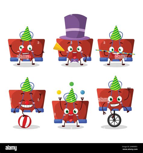 Cartoon Character Of Red Binder Clip With Various Circus Shows Vector