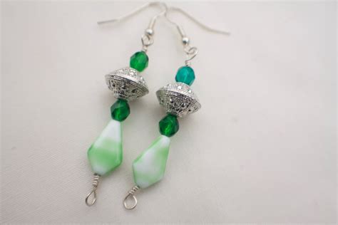 Green and Silver Earrings — Weasyl