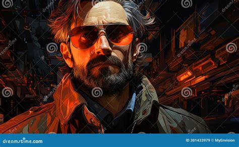 A Man With Beard And Sunglasses Stock Illustration Illustration Of Digital Fictional 301433979