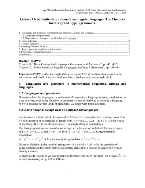 Lecture 13 14 Finite State Automata And Regular Languages The Chomsky