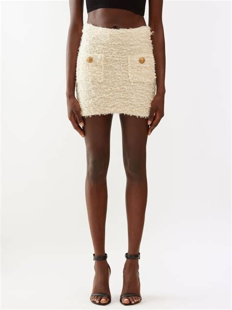 Balmain High Rise Boucl Tweed Mini Skirt Shopstyle