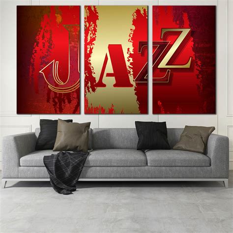 Music Abstract Canvas Print, Yellow Modern Jazz Word 3 Piece Canvas Wa – Dwallart