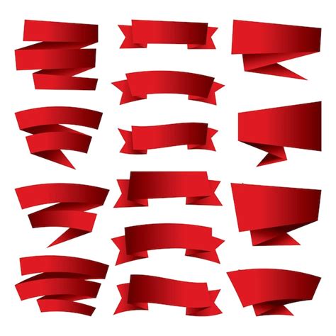 Premium Vector Red Ribbons Collection