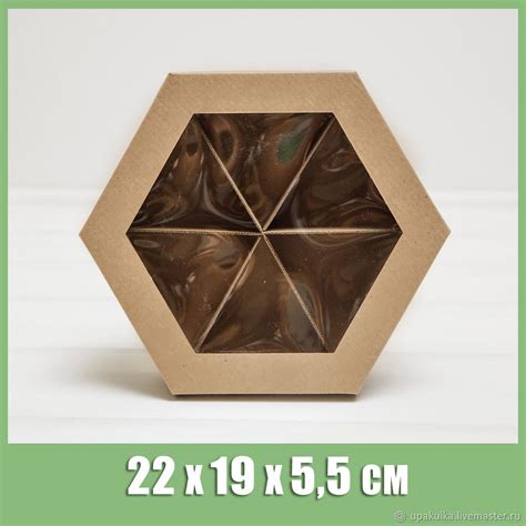 Коробка шестигранная с окошком, 22х19х5,5 см, крышка-дно, крафт купить ...