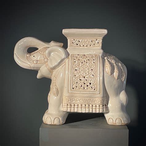 White Ceramic Elephant Plant Stand Witches Kist